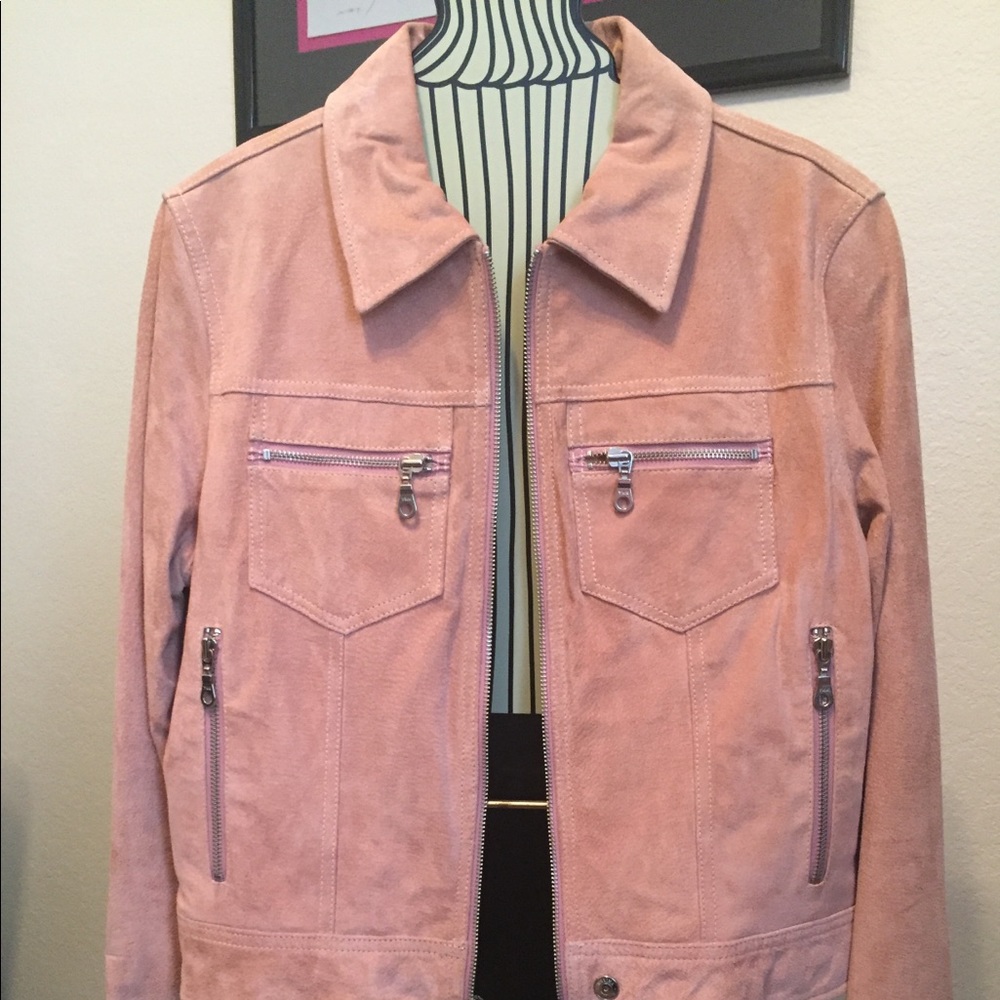 Pink Suede Moto Jacket - Wilsons Leather